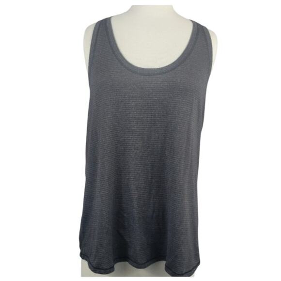 Lululemon Tank Racerback Split Hem Tie Up Grey Striped - Picture 1 of 5